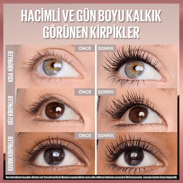Maybelline New York Lash Sensational Body Maskara - Hacimli ve Gün Boyu Kalkık Görünen Kirpikler - Resim 12