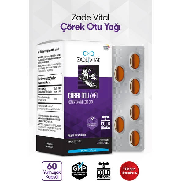 Zade Vital Çörek Otu Yağı Blister 60 Kapsül ürün görseli 1