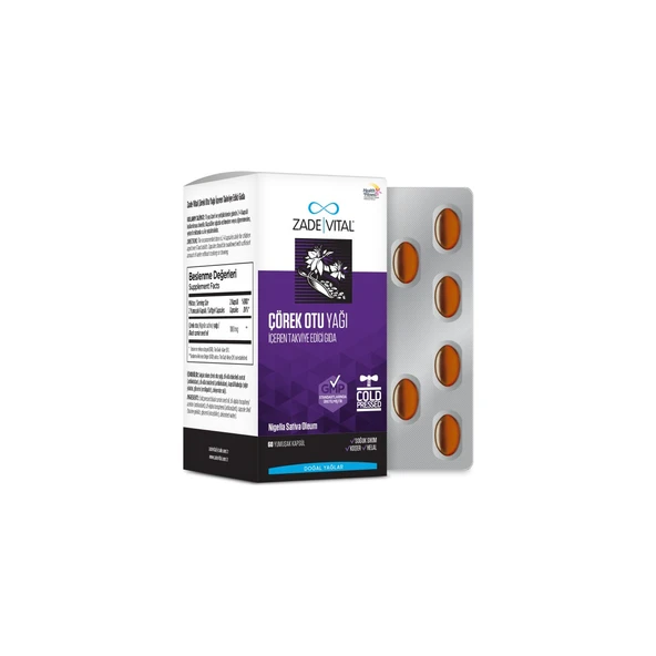 Zade Vital Çörek Otu Yağı Blister 60 Kapsül - Dezenfektan Hediyeli (%72 Alkol) ürün görseli 1