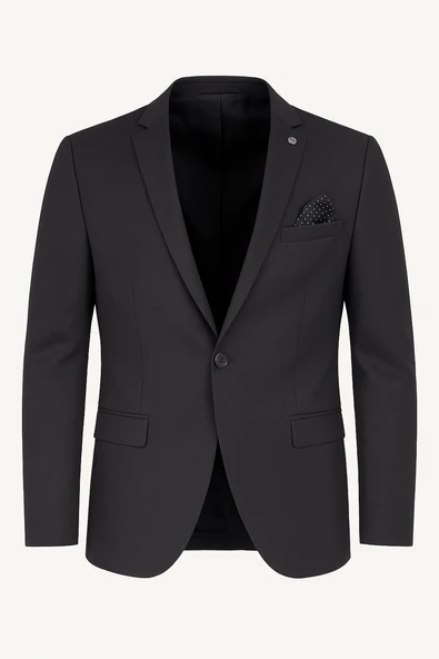 Erkek Siyah Blazer Ceket – İtalyan Kesim, Tek Düğmeli, Tek Yırtmaçlı Şık Klasik Model - Resim 6