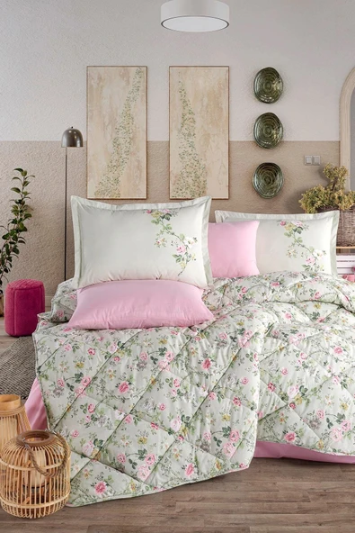 Clasy Ranforce %100 Pamuk Tek Kişilik Yorgan Seti Elara V1 Pembe ürün görseli 1