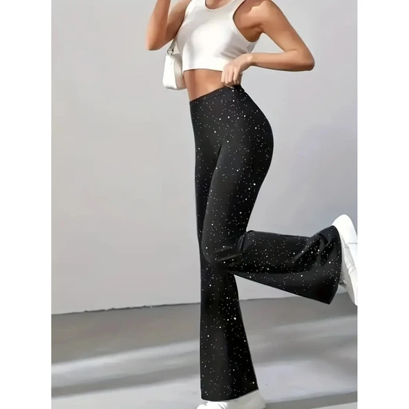 Lucky Life Kadın Yüksek Bel Taşlı Dalgıç Tayt - Resim 3