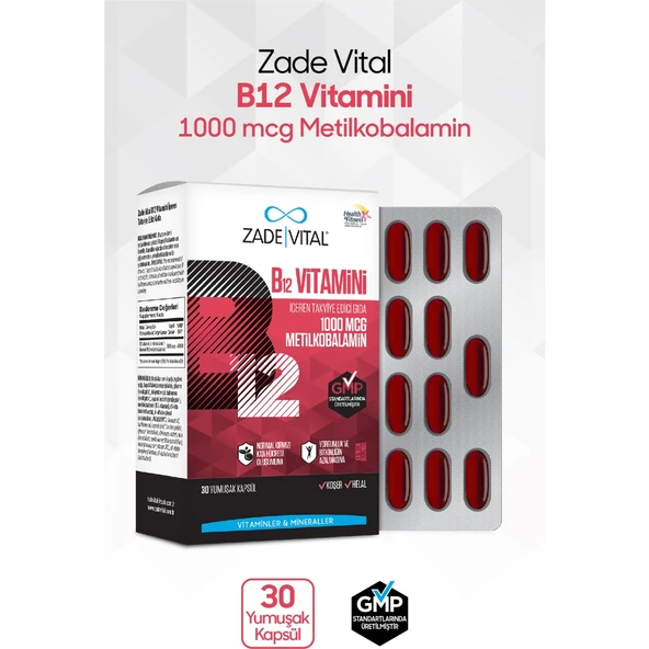 Zade Vital Vitamin B12 30 Yumuşak Kapsül ürün görseli 1