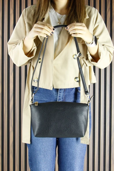 Erkan Saçmacı Siyah Vegan Manyetik Kapaklı Büyük Boy Günlük Omuz Çantası ve Askılı El Çantası - Resim 4