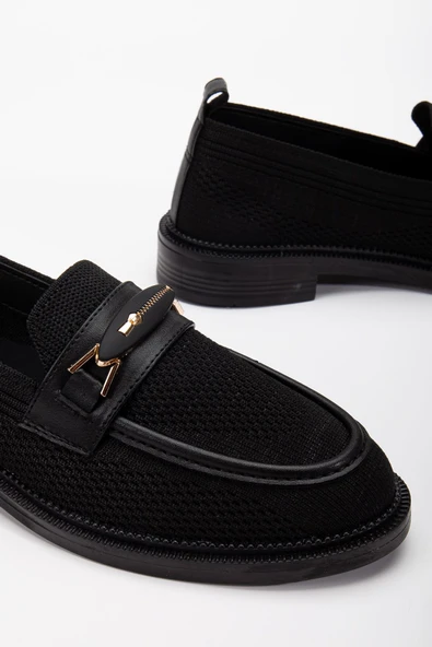 Stony Kadın Siyah Günlük Ortopedik Zincir Detaylı Babet - Resim 3