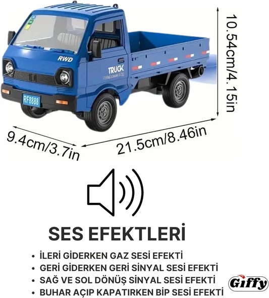 Uzaktan Kumandalı 2.4 Ghz RC Kamyonet Yük Taşıma Aracı Kapıları Açılabilen Sesli Işıklı Şarjlı - Resim 4