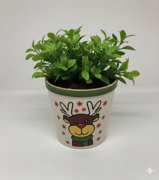 LEBRON Seramik Dekoratif Saksı Geyik Figürlü - Resim 2