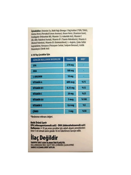 Omeganaz Kids Balık Yağı Portakallı 150 ml - Resim 3