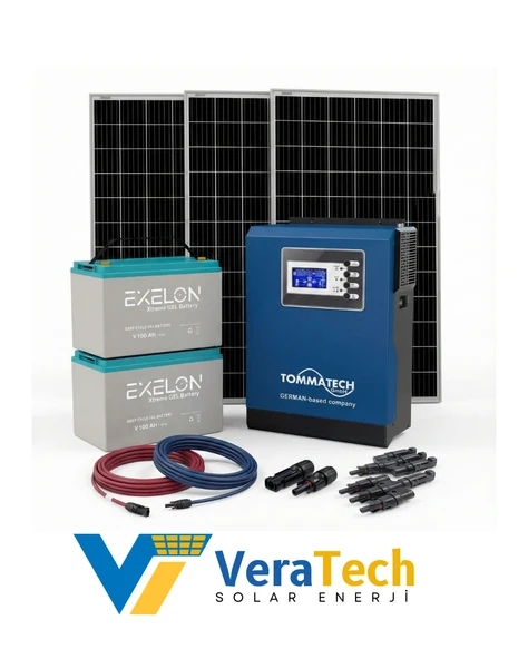 VeraTech Güneş Enerjisi Bahçe Evi Solar Paketi 350W Güneş Paneli, 100AH Jel Akü, 3KVA İnverter ürün görseli 1