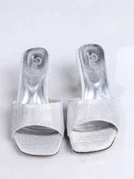 Luart Gümüş Simli Topuklu Terlik ürün görseli 1