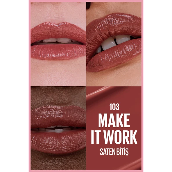 Maybelline New York Serum Etkili Hyalüronik Asit ve Besleyici Yağ İçeren Ruj - 103 Make It Work - Resim 9