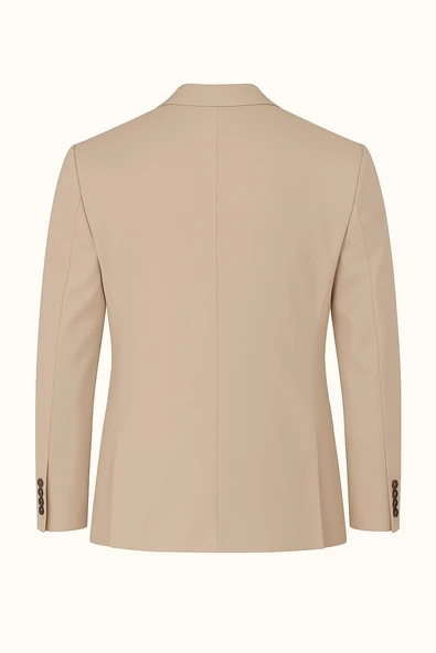 Erkek Bej Blazer Ceket – Slim Fit, Tek Düğmeli, Şık Spor-Klasik Model - Resim 3
