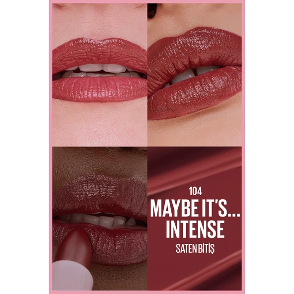 Maybelline New York Serum Etkili Hyalüronik Asit ve Besleyici Yağ İçeren Ruj - 104 Maybe It's Intense - Resim 9