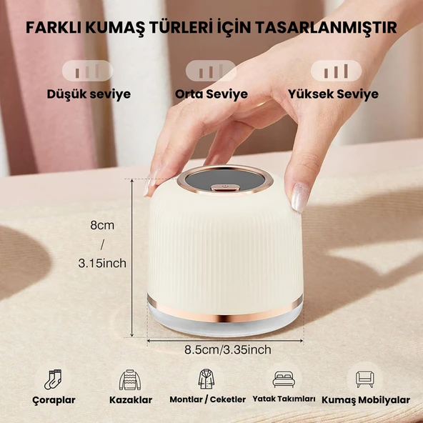 Şarjlı Dijital Ekranlı Tüy Alma Makinesi  6 Bıçaklı Kumaş Tıraş Makinesi, Type C Şarjlı, Kazak ve Koltuk Tiftik Temizleyici ürün görseli 1