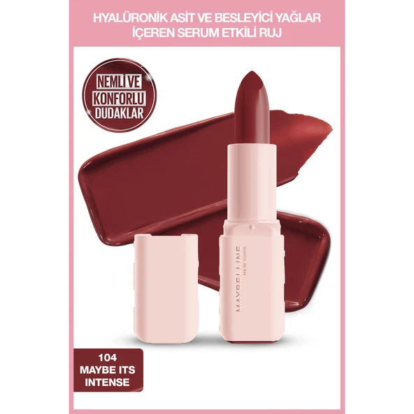Maybelline New York Serum Etkili Hyalüronik Asit ve Besleyici Yağ İçeren Ruj - 104 Maybe It's Intense - Resim 8