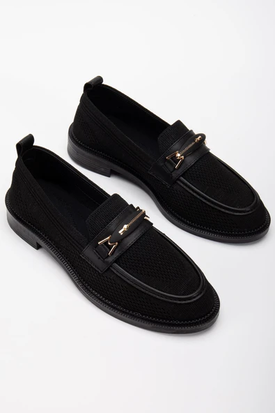 Stony Kadın Siyah Günlük Ortopedik Zincir Detaylı Babet - Resim 2