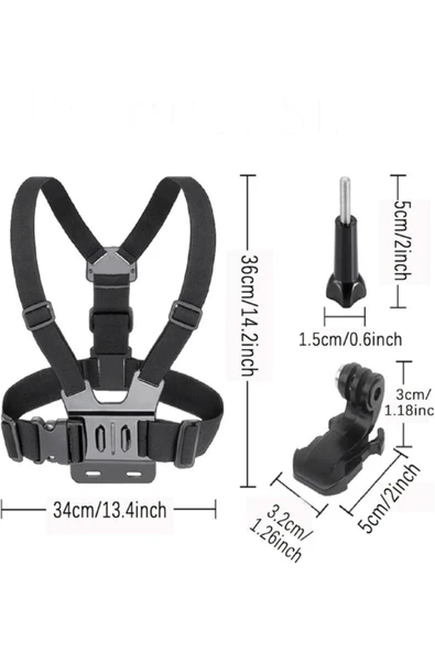 Aksiyon Kameraları İçin Çok Yönlü Göğüs Kayışı – Bisiklet, Motosiklet, Kayak, Trekking - Resim 3