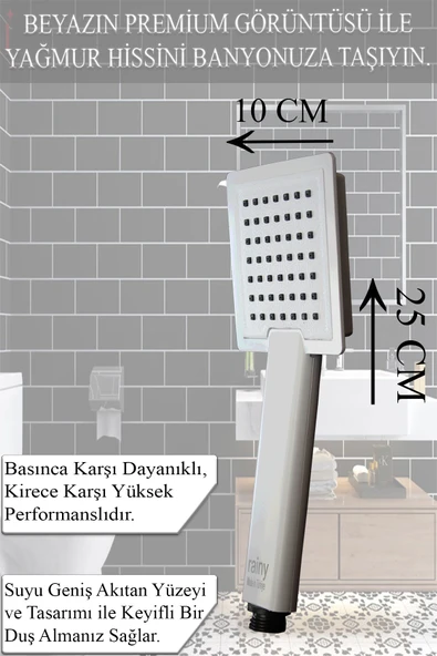 Mutfak Lavabo Banyo Bataryası ve Robot Duş Takımı  Beyaz Renk Köşe Model Musluk Armatür - Resim 5