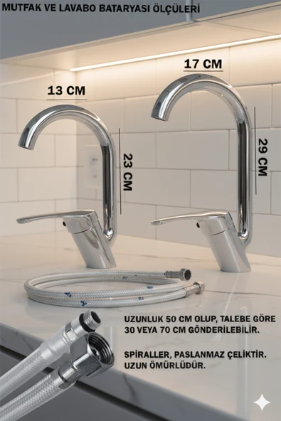 Mutfak Lavabo Banyo Bataryaları Robot Duş Seti Aksesuarlar Krom Renk Musluk Armatür Baston Model - Resim 3