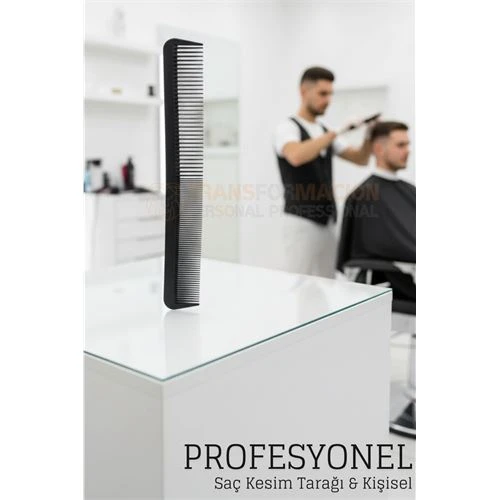 Kuaför Saç Kesim Tarağı - Profesyonel Eğimli Tasarım Berber Kesim Tarağı ürün görseli 1