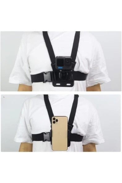 Aksiyon Kameraları İçin Çok Yönlü Göğüs Kayışı – Bisiklet, Motosiklet, Kayak, Trekking - Resim 2