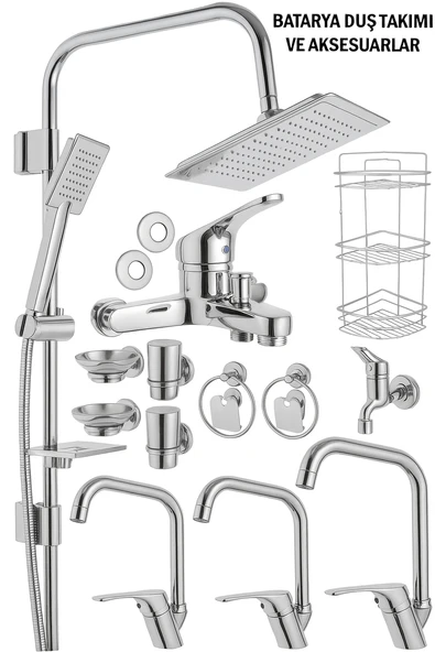 Mutfak Lavabo Banyo Bataryaları Robot Duş Seti Aksesuarlar Krom Renk Musluk Armatür Köşe Model ürün görseli 1