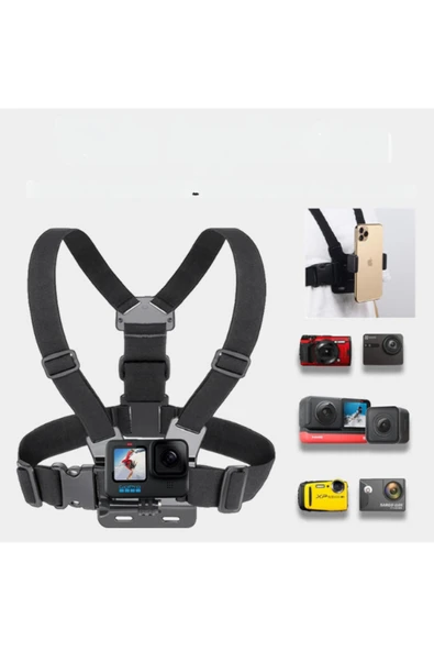 Aksiyon Kameraları İçin Çok Yönlü Göğüs Kayışı – Bisiklet, Motosiklet, Kayak, Trekking ürün görseli 1