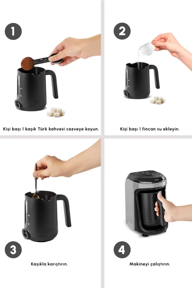 Hatır Hüps Quartz Közde, Sütlü İçecek Hazırlama Türk Kahve Makinesi 5 Fincan Kapasiteli Galaxy Grey - Resim 5