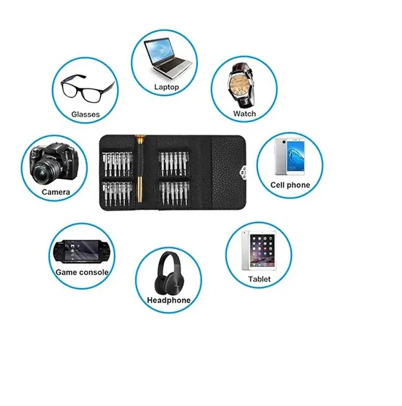 25 Parça Hassas Tornavida Seti Portetif Cep Tamir Seti - Resim 4