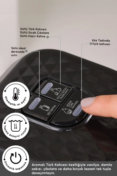 Hatır Hüps Quartz Közde, Sütlü İçecek Hazırlama Türk Kahve Makinesi 5 Fincan Kapasiteli Galaxy Grey - Resim 6