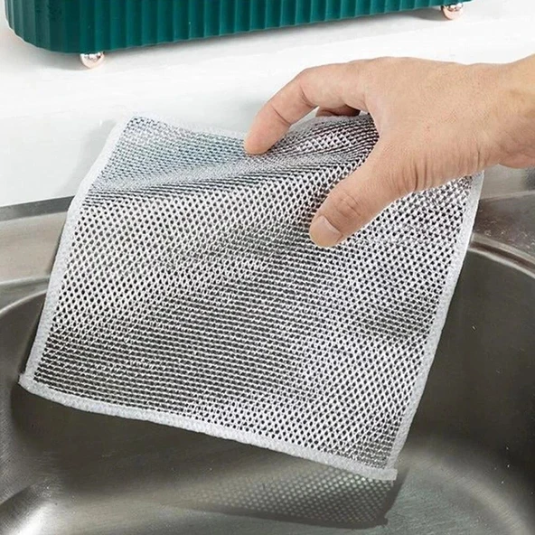 5 Adet Çok Fonksiyonlu Çizmeyen Tel Bulaşık Bezi Bulaşık Havlusu Bulaşık Temizlik Ovma Bezi (5365) - Resim 2