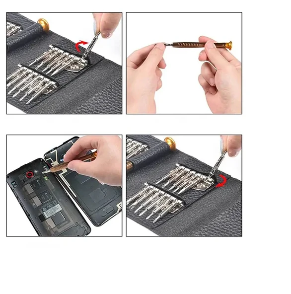 25 Parça Hassas Tornavida Seti Portetif Cep Tamir Seti - Resim 6