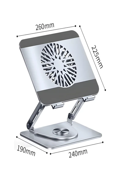 10-17.3” Fanlı Laptop ve Tablet Standı | Carbon 360° Döner Mekanizma, MacBook Uyumlu - Resim 7