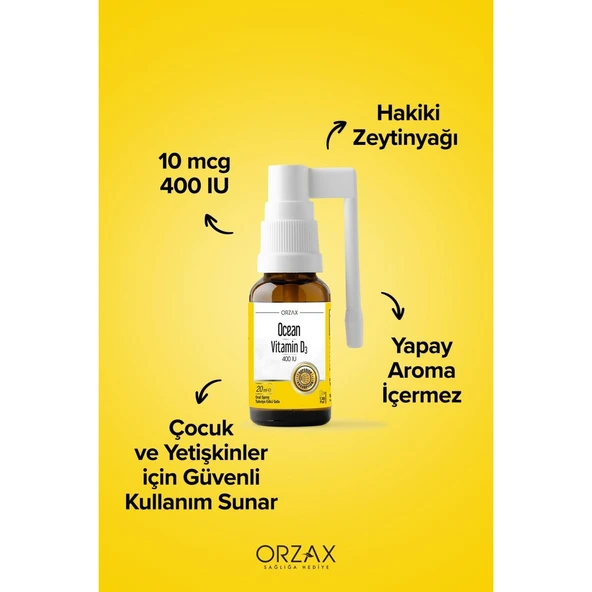 Ocean Vitamin D3 400IU Sprey 20 ml - Resim 3