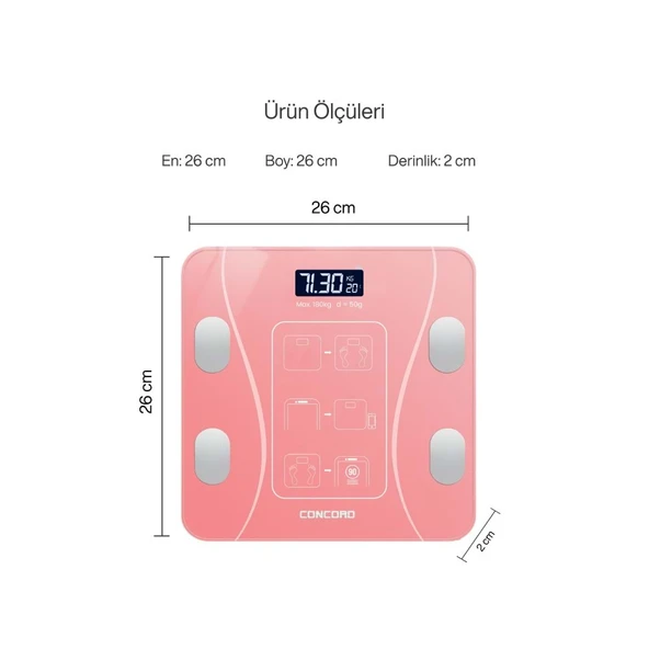VERİ ANALİZLİ AKILLI TARTI (PEMBE) - Resim 5