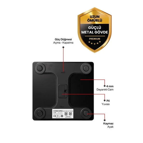 VERİ ANALİZLİ AKILLI TARTI (SİYAH) - Resim 7