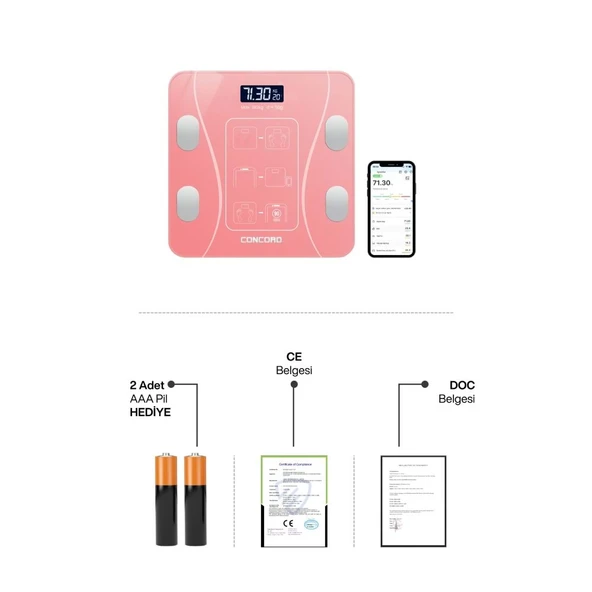 VERİ ANALİZLİ AKILLI TARTI (PEMBE) - Resim 6