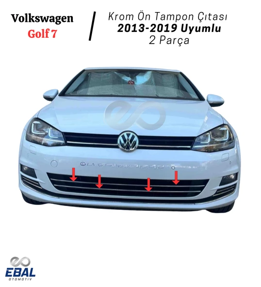 Vw Golf 7 Uyumlu Krom Ön Tampon Çıtası 2 Parça 2013-2019 P.çelik ürün görseli 1