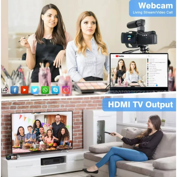 Ozmik 4K Video kamera 48MP UHD WiFi YouTube 16X Dijital Zoom-Çift bataryalı 32GB SD Kart Hediye - Resim 6