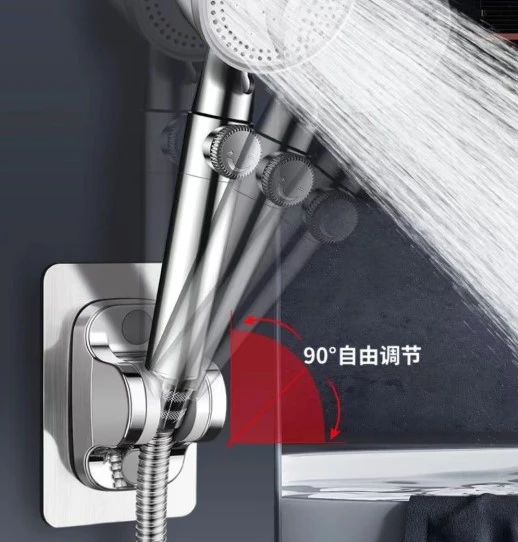 Yapışkanlı Duş Başlığı Tutucu Ayarlı Siyah - Resim 3