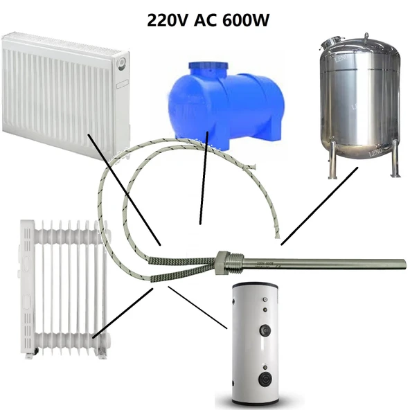 Yate10 1/2 Diş Çaplı 220Volt 600W Radyatör,Petek,Tank Isıtıcı Paslanmaz Çubuk Rezistans - Resim 4