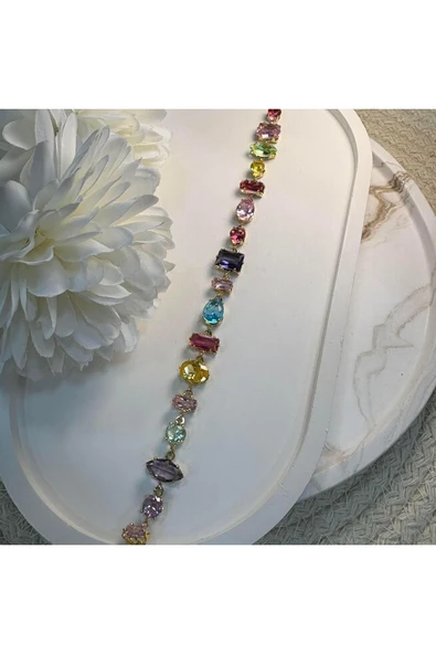 nesdesign Renkli Taşlı Gema Bileklik (18 cm) ürün görseli 1