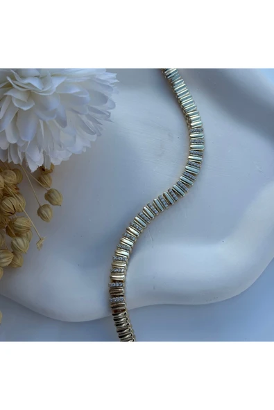 nesdesign 14K Özel Seri İnce Taşlı Zincir Bileklik - Resim 2