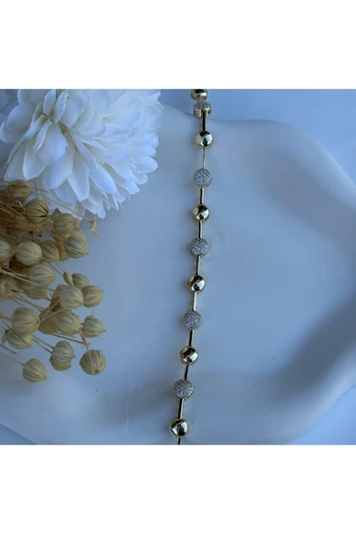 nesdesign 14K Özel Seri Top Model Taşlı Bileklik (17+2 cm) - Resim 2