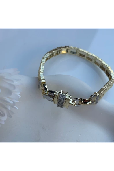 nesdesign Taşlı Anahtar Klipsli Kalın Bilekik (17+2 cm) - Resim 2