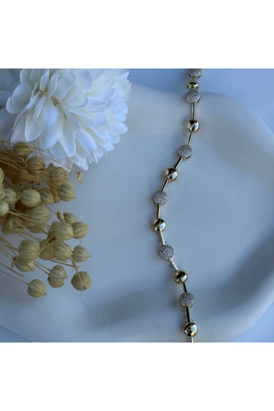 nesdesign 14K Özel Seri Top Model Taşlı Bileklik (17+2 cm) ürün görseli 1