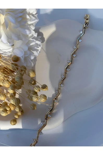 nesdesign Zirkon Taşlı Dal Model Bileklik (17+2 cm) - Resim 2