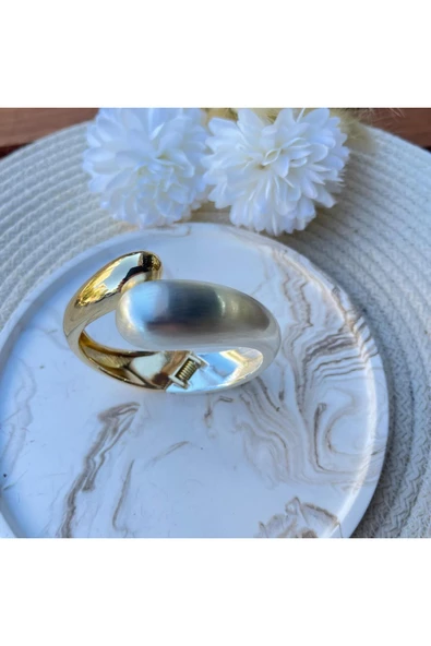 nesdesign Mat Gümüş Gold Damla Model Kelepçe - Resim 2