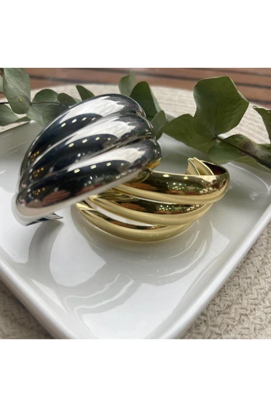 nesdesign MNG Dalga Form Gold Kelepçe - Resim 4