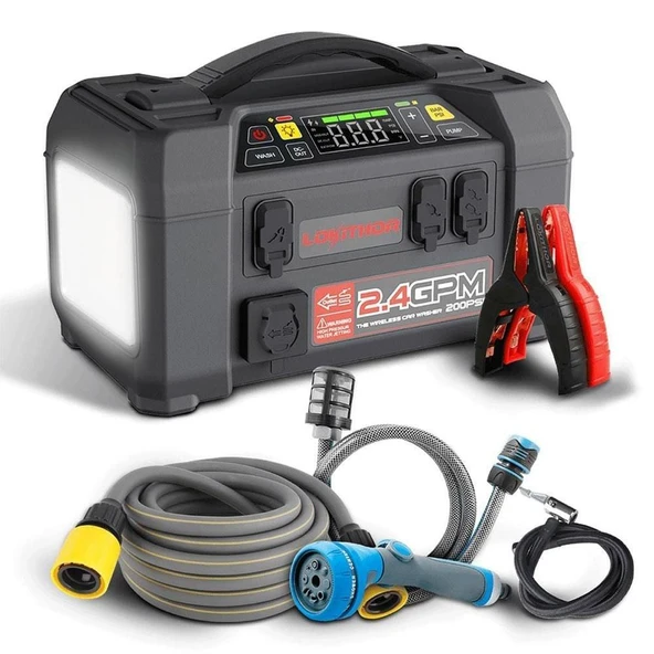 Lokithor AW401 12V 2500Amp Li-Polimer Akıllı Akü Takviye + Pompa + Basınçlı Yıkama + Powerbank + Led Lamba ürün görseli 1